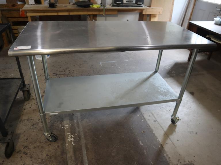 Gridmann Stainless Steel Table - Portable on Casters w Lower Shelf