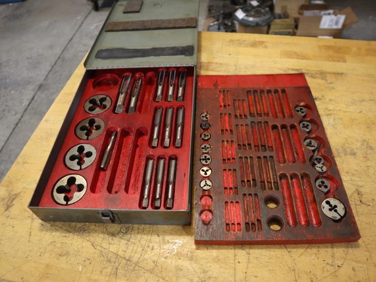 English Tap and Die Set in Metal Case with Dividers