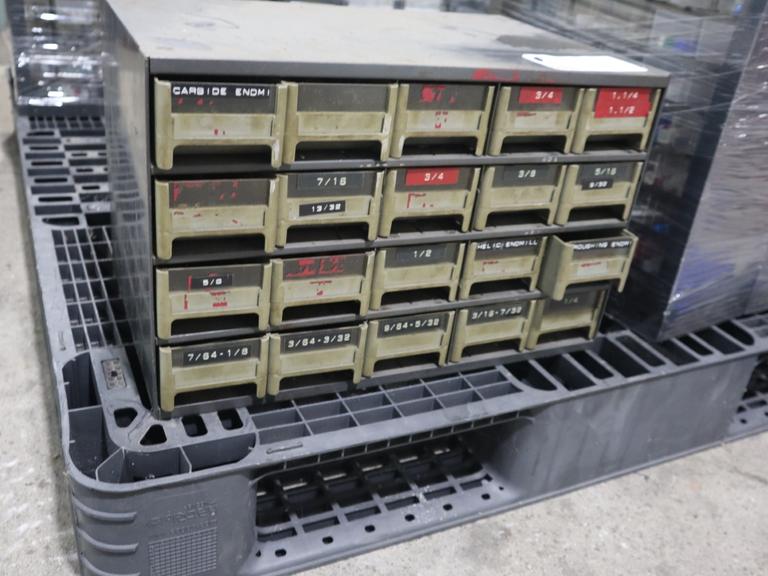 Multi Drawer Organizer with Assorted HSS End Mills Roughing and Finishing