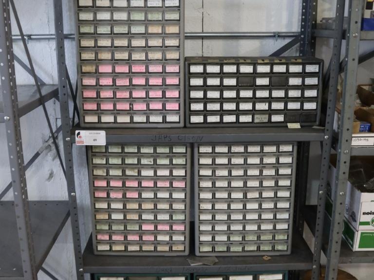 Shelving Unit with (6) Multi-Bin Cabinets with Hardware and Fasteners Contents