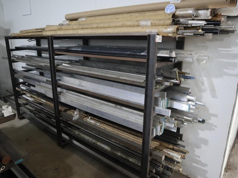 Aluminum, Steel and Some Plastic Bar Stock with  Steel Rack