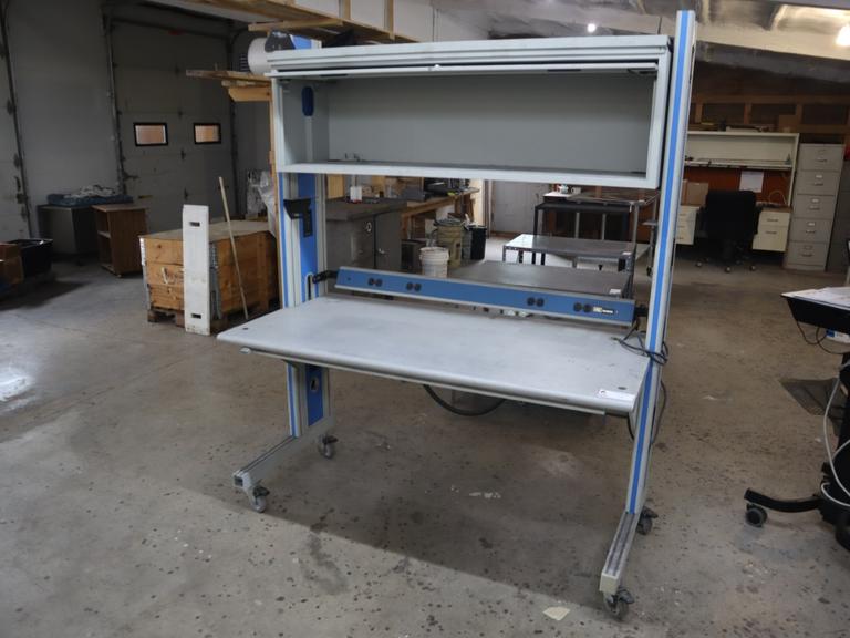 IAC Industries Portable Work Bench, Upper Cabinet, Formica Work Surface, Power Strip, Locking Casters