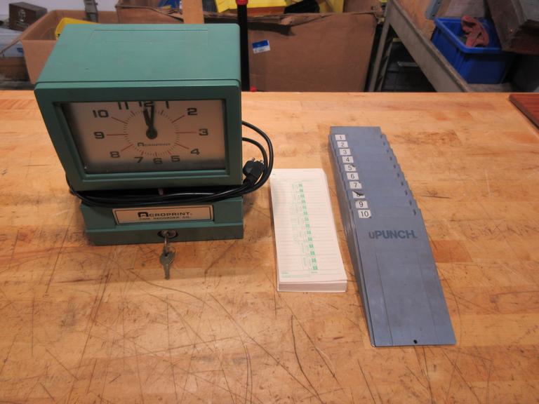 Acroprint Time Recorder W/ Key - Clock in, Clock Out