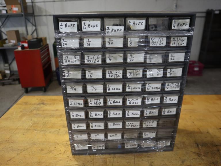Multi-Bin Cabinet with HSS End Mills and Some Carbide