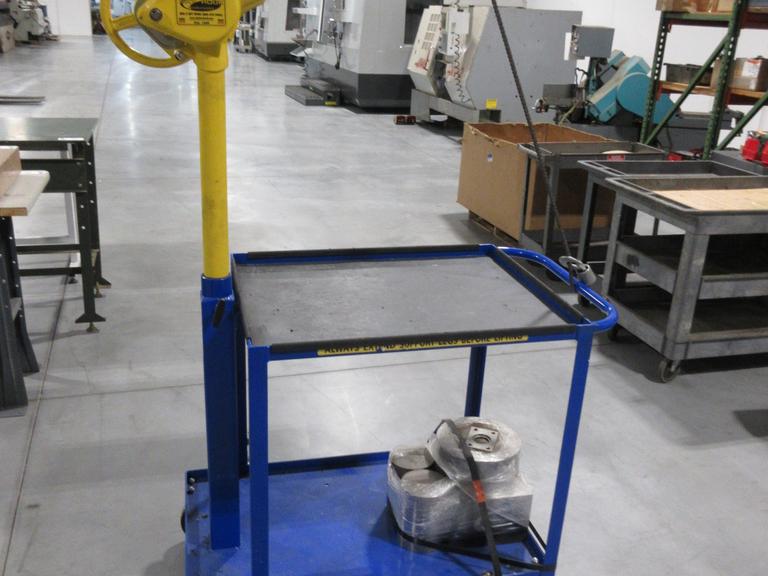 Sky Hook with Mobile Cart Base, Model #: 8770, #35 Steel Roller Chain, Chain Travel: 75”, Rate of Lift: 1”/ Handwheel Revolution, 250 lb Capacity