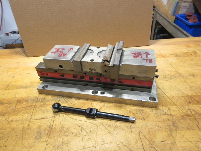 Chick BL4 Vice Mounted On Fixture Plate W/ Handle & Soft Jaws