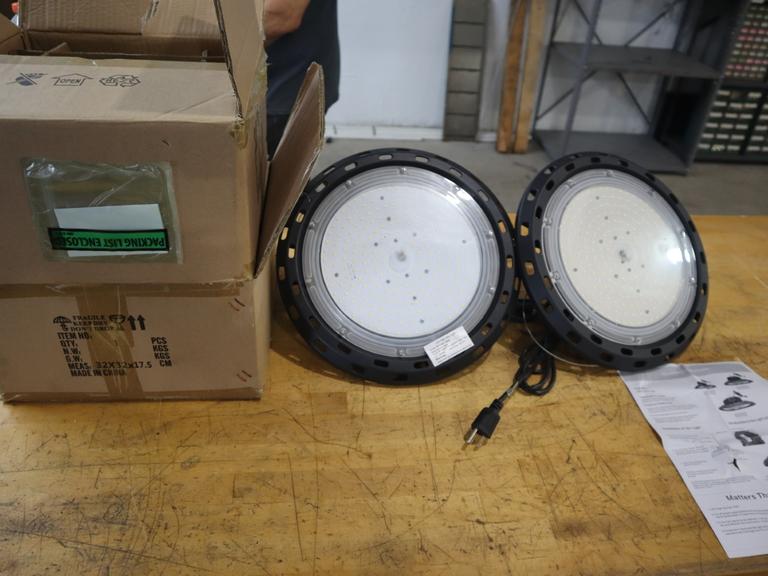 LED Hanging Shop Lights, 110 Volt, Single Phase, 14' Diameter Housing (4 Units)