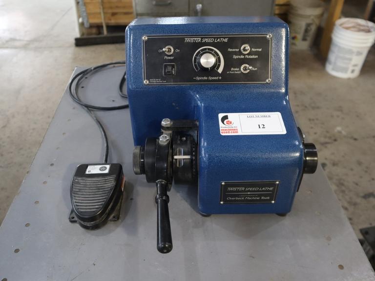 Overbeck Twister 1BR Speed Lathe, Bench Model, 5C Collet Closer, Variable Speed, Remote Foot Trip