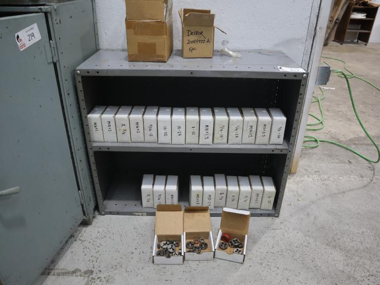 Threading Dies - Many Sizes - with Metal Shelving