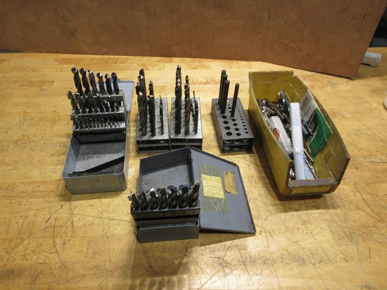 Fractional Drill Indexers Partially Full & Assorted Bin Of HSS Drills