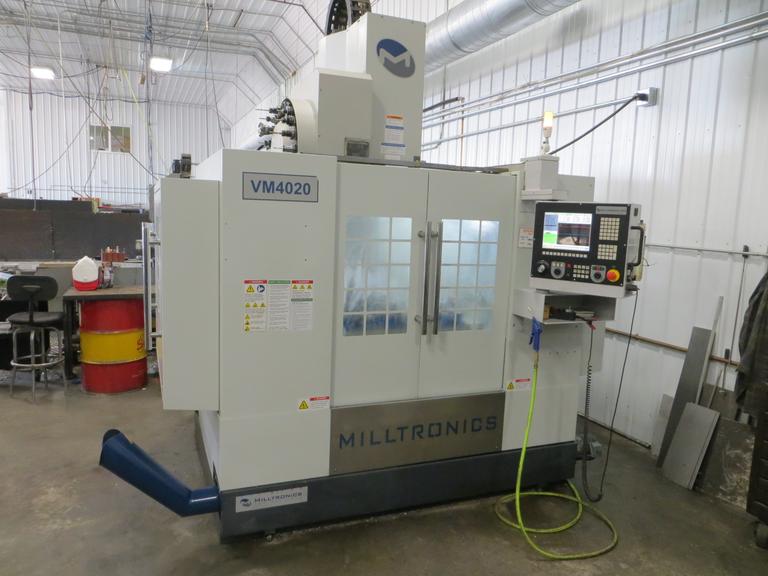 Milltronics VM20A (VM4020) CNC Vertical Machining Center, Centurion 8200 CNC Control, Renishaw Probing System, 20 ATC, Chip Auger