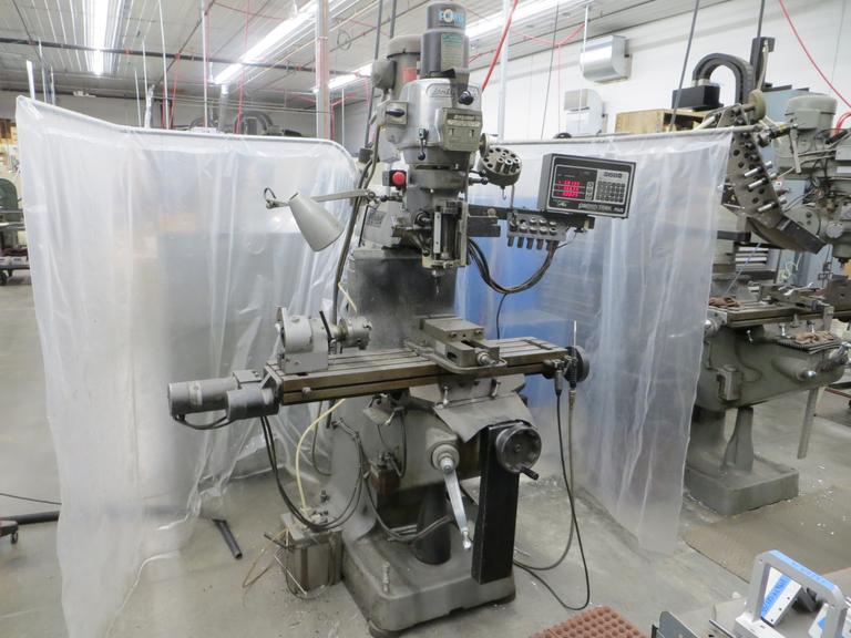 Bridgeport Series I-2HP CNC Vertical Milling Machine, Proto Trak Plus 2-Axis CNC Control/3-Axis DRO, Chrome Ways, Kurt Power Draw Bar