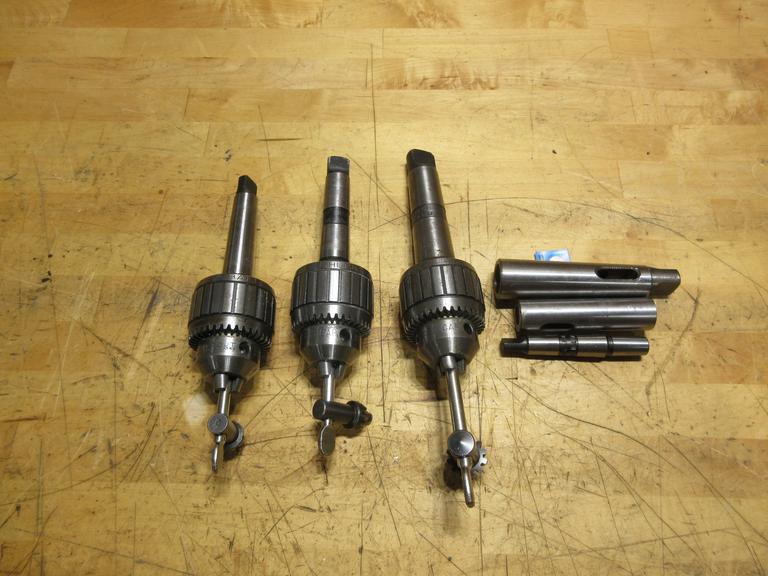 Jacobs 3JT Keyed Super Chucks with Keys, with #3 and #4 Morse Tapers and Adapters
