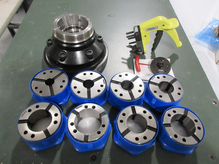 Royal Products Quick Grip 65 Spindle Nose A2-8 Mounting, with QG-65 Collets (8pcs), Back Stop, and Installation Tool