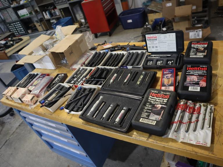 Large Lot of Assorted Heli-Coils, Drills, Taps, Inserts and Driver Tools