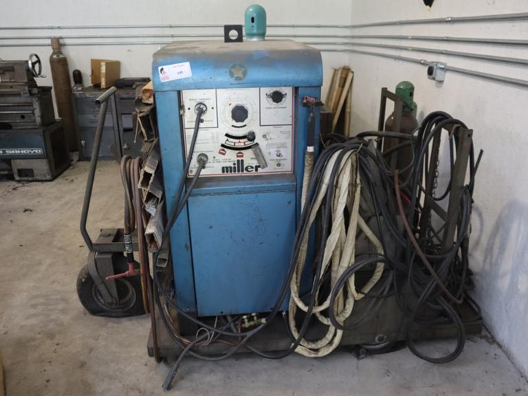 Miller Model 330A/BP AC/DC Tig Welder, with Cables, (2) Torches, Chiller, Foot Trip, Cart and Extra Rod
