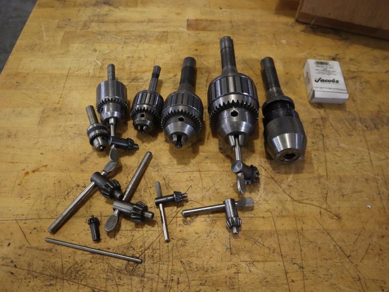 Jacobs Drill Chucks (assorted Sizes) and (1) Keyless Drill Chuck - with R8 Tapers and Straight Shanks