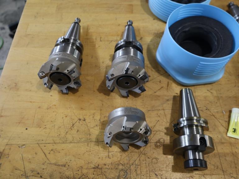 Techniks CT40 Taper Tool Holders: (3) Shell Mill Drivers, (2) ER-20 Collet Holders, (1) ER-16 Collet Holder with (3) 3" (6) Insert Face Mills