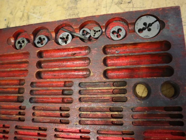 English Tap and Die Set in Metal Case with Dividers