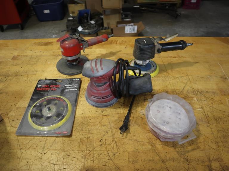Pneumatic and Electric Random Orbital Sanders with Pads