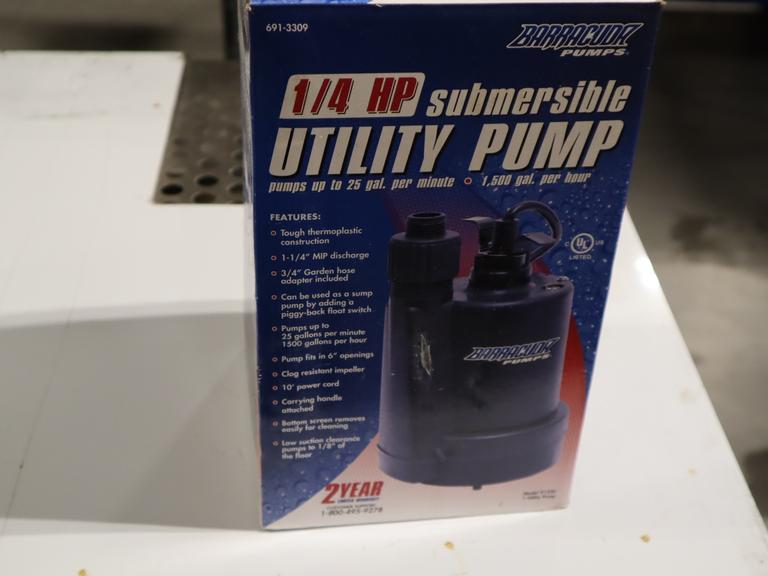 Barracuda 1/4HP Submersiable Utility Pump 25 GPM/1500GPH