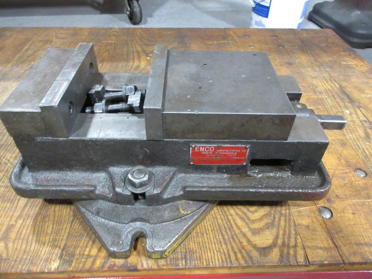 Enco 425-7261 6" Machine Vise On Swivel Base Plate & Steel Jaws