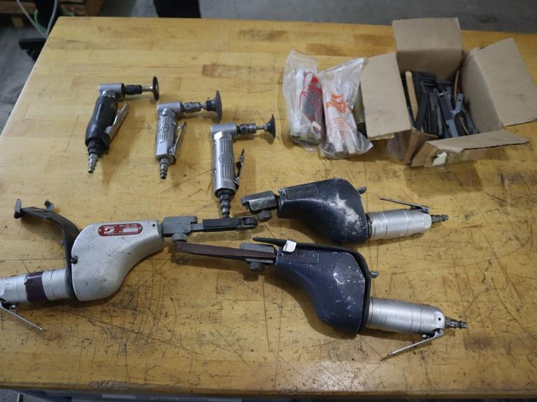 Pneumatic Tools: (3) Dynafiles, (3) Right Angle Grinders