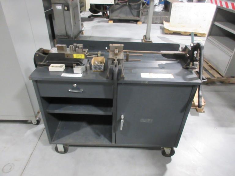 JF Helmold & Bro -Tool & Die Attachments - Die Forming, Notching, Shear - Mounted On Heavy Duty Storage Work Bench