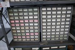 Shelving Unit with (6) Multi-Bin Cabinets with Hardware and Fasteners Contents