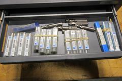 Huot 3 Drawer End Mill Organizer with Assorted HSS End Mills, Some New In Packaging