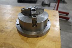 Bison 8" 3-Jaw Chuck with 2.125"  Hole Thru and Table Mount Adapter and Handle