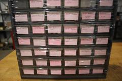 Multi-Bin Cabinet with Ball End Mills and Reamers (Small Reamers)