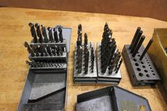 Fractional Drill Indexers Partially Full & Assorted Bin Of HSS Drills