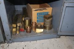 Metal Cabinets (2) 2 drawer, 1 Door with Contents of Welding Items and Brass Scrap