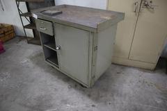 Rolling Steel Workbench with 1 Drawer, Cabinet, Shelves, with (2) 5C Colllet Wheels