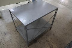 Adjustable Metal Table w Lower Shelf