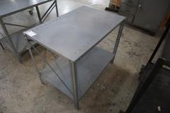 Adjustalbe Metal Table w Lower Shelf
