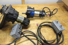 Baldor DC Motor Variable Speed Control Box & Baldor Motor 1/15 HP #GPP233140 (2) Spare Motor & Belts