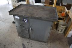 Portable Steel Work Bench with Cabinet Base, (4) Drawers, (1) Door