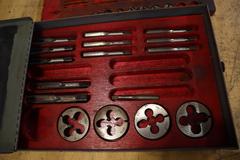 English Tap and Die Set in Metal Case with Dividers