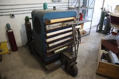 Miller Model 330A/BP AC/DC Tig Welder, with Cables, (2) Torches, Chiller, Foot Trip, Cart and Extra Rod