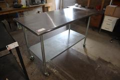 Gridmann Stainless Steel Table - Portable on Casters w Lower Shelf