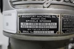 Bridgeport 1J Vertical Milling Machine, Variable Speed Power Table Feed, 2-Axis DRO