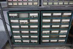 Shelving Unit with (6) Multi-Bin Cabinets with Hardware and Fasteners Contents