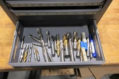 Huot 3 Drawer End Mill Organizer with Assorted HSS End Mills, Some New In Packaging