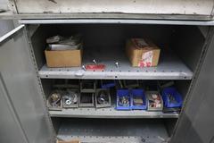 End Mills and Hardware in 2 -Door Metal Cabinet