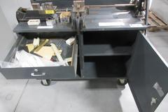 JF Helmold & Bro -Tool & Die Attachments - Die Forming, Notching, Shear - Mounted On Heavy Duty Storage Work Bench