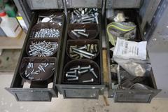 Multi-Bin (12) Storage Cabinet with Fasteners and Hardware