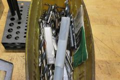 Fractional Drill Indexers Partially Full & Assorted Bin Of HSS Drills