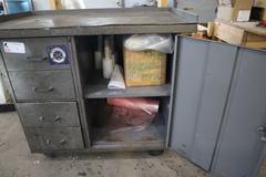 Portable Steel Work Bench with Cabinet Base, (4) Drawers, (1) Door